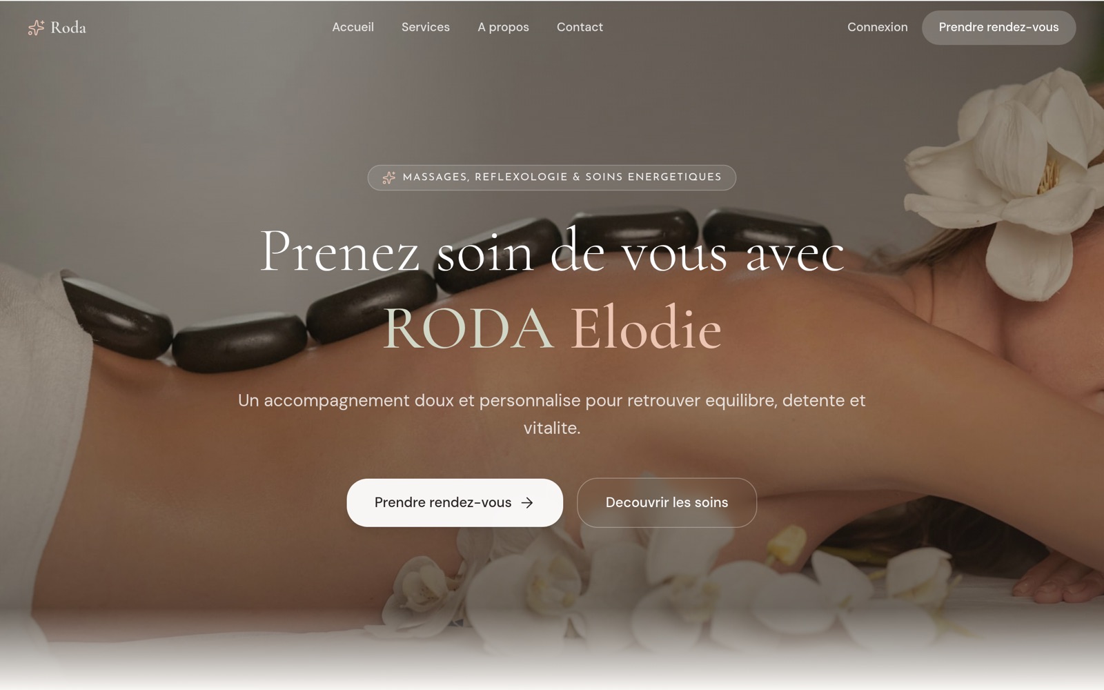 Aperçu du site Roda — Soins bien-être